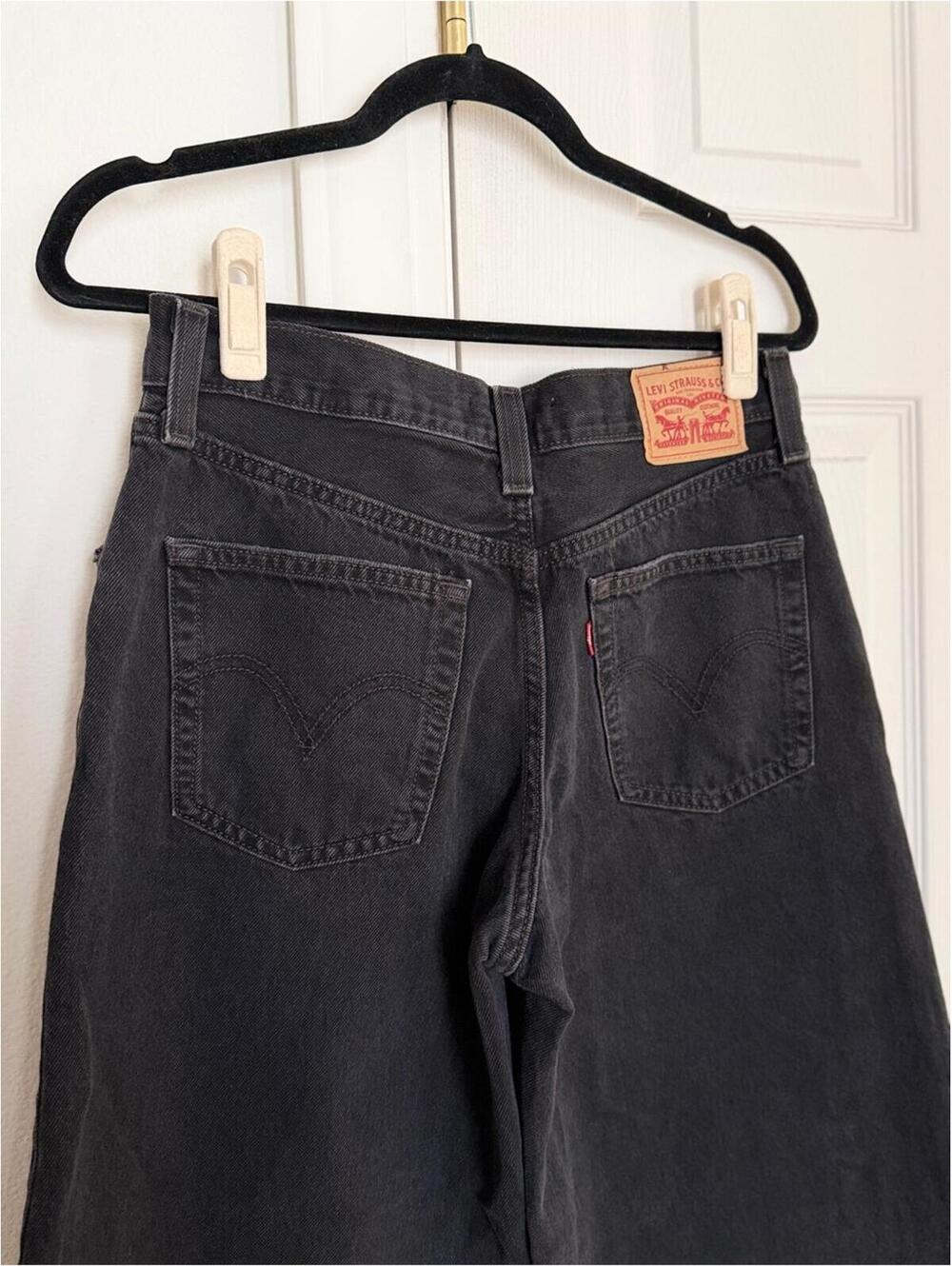 Levi's Black Denim Jeans with Tan Leather Patch